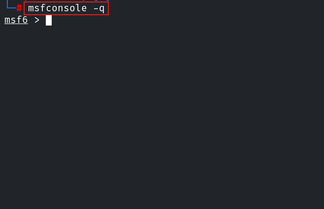 Metasploit console interface